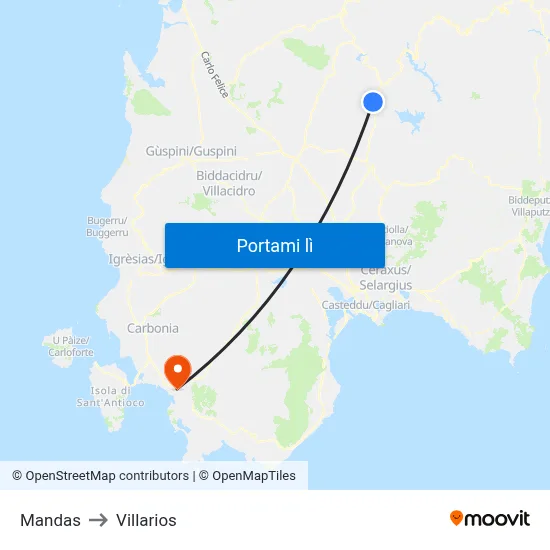 Mandas to Villarios map