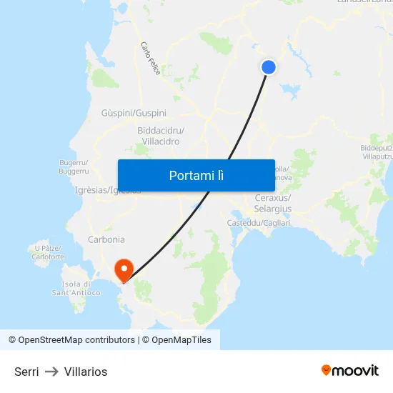 Serri to Villarios map