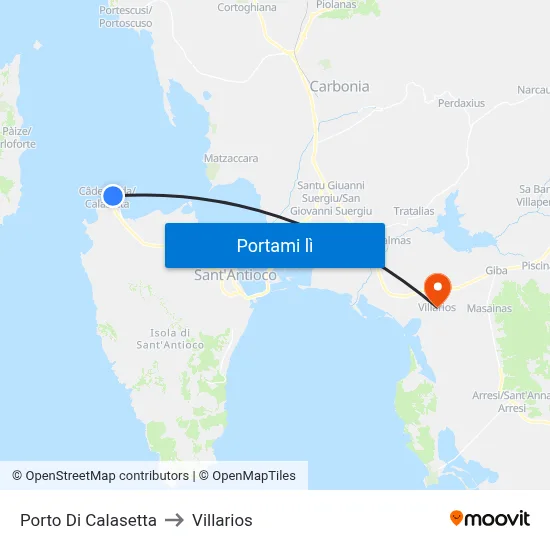 Porto Di Calasetta to Villarios map