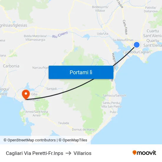 Cagliari Via Peretti-Fr.Inps to Villarios map