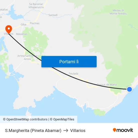 S.Margherita (Pineta Abamar) to Villarios map