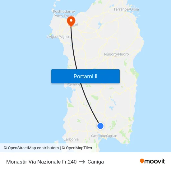 Monastir Via Nazionale Fr.240 to Caniga map