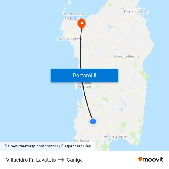 Villacidro Fr. Lavatoio to Caniga map