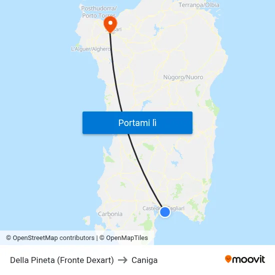 Della Pineta (Fronte Dexart) to Caniga map