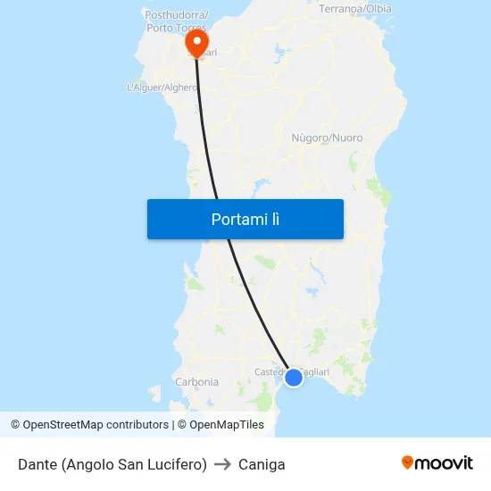 Dante (Angolo San Lucifero) to Caniga map