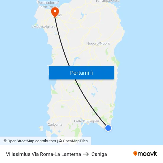 Villasimius Via Roma-La Lanterna to Caniga map