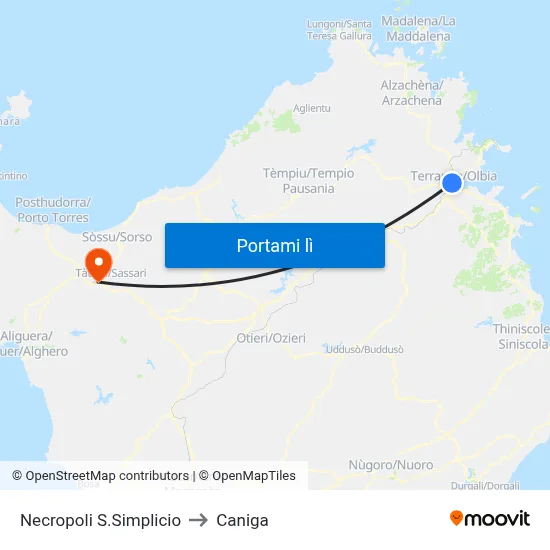 Necropoli S.Simplicio to Caniga map