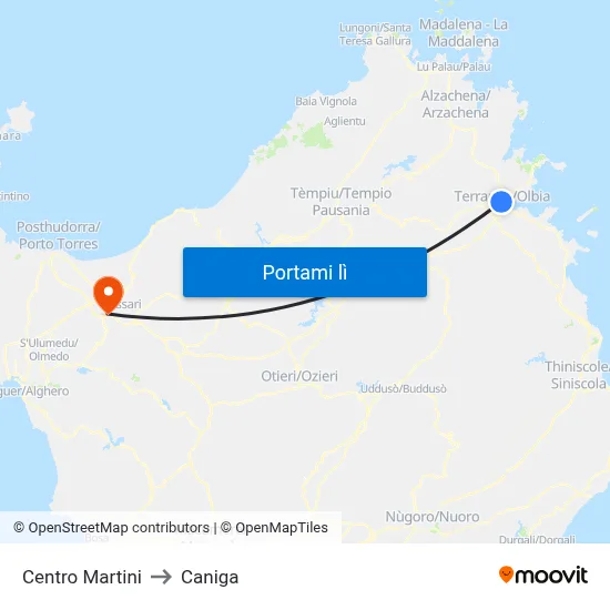 Centro Martini to Caniga map