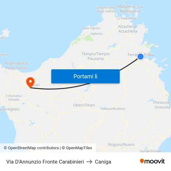Via D'Annunzio Fronte Carabinieri to Caniga map