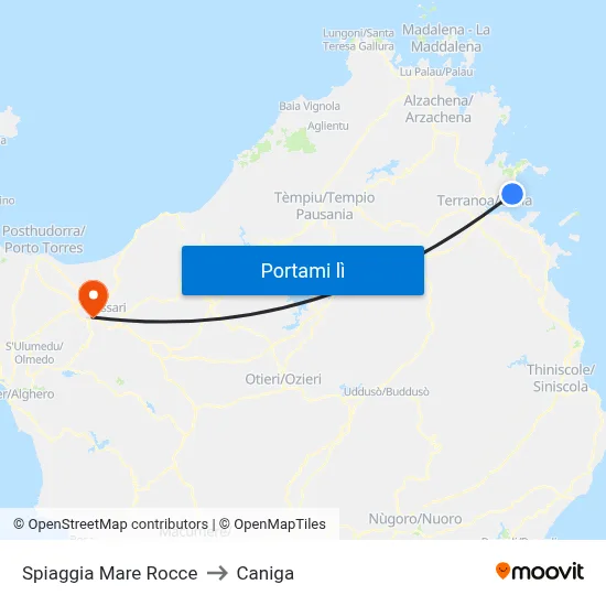 Spiaggia Mare Rocce to Caniga map