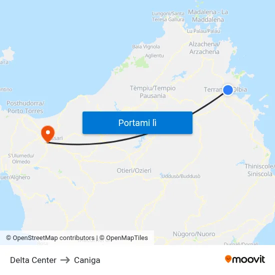Delta Center to Caniga map