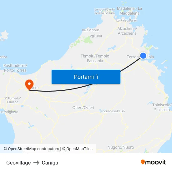 Geovillage to Caniga map