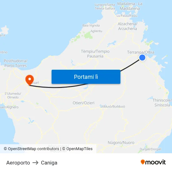 Aeroporto to Caniga map