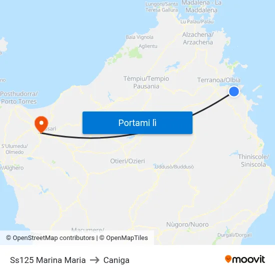 Ss125 Marina Maria to Caniga map