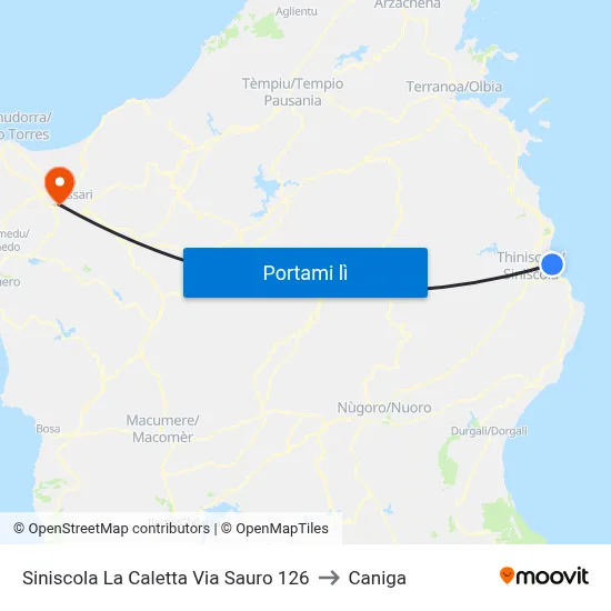 Siniscola La Caletta Via Sauro 126 to Caniga map