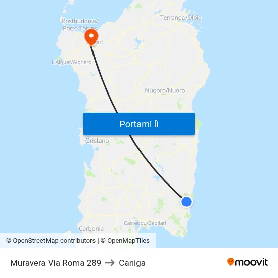 Muravera Via Roma 289 to Caniga map