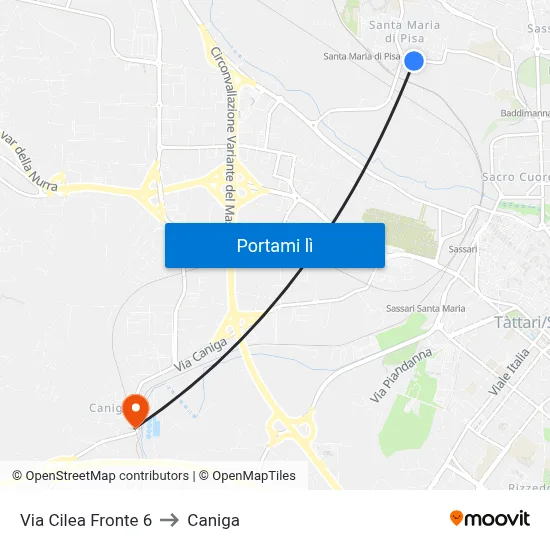 Via Cilea Fronte 6 to Caniga map