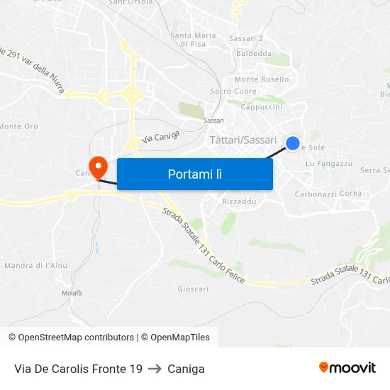 Via De Carolis Fronte 19 to Caniga map
