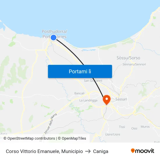 Corso Vittorio Emanuele, Municipio to Caniga map