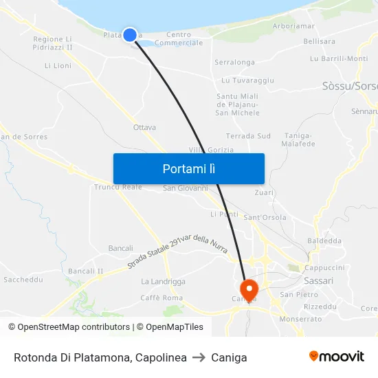 Rotonda Di Platamona, Capolinea to Caniga map