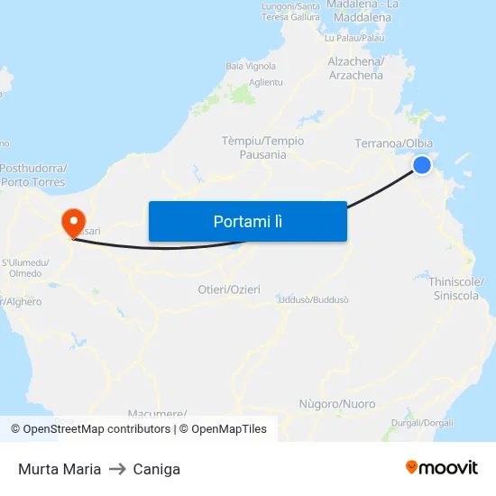 Murta Maria to Caniga map