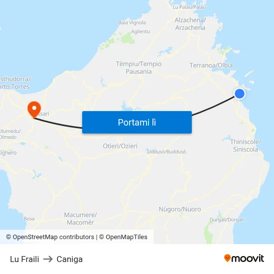 Lu Fraili to Caniga map