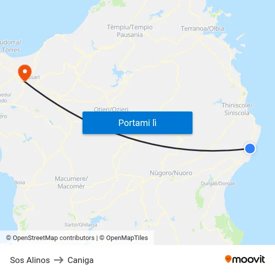 Sos Alinos to Caniga map