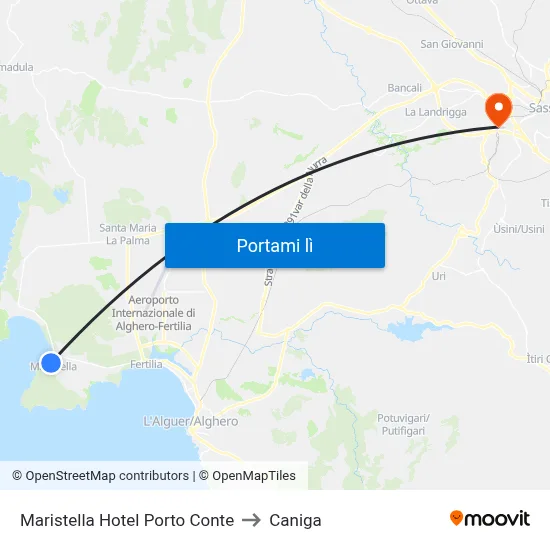 Maristella Hotel Porto Conte to Caniga map