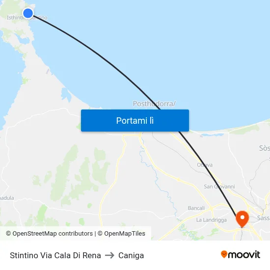 Stintino Via Cala Di Rena to Caniga map
