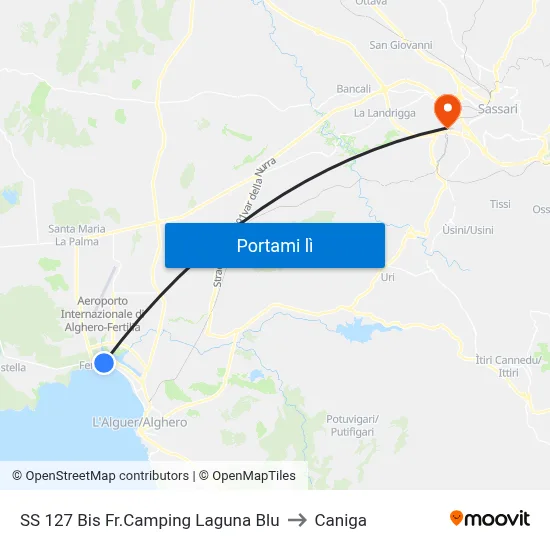 SS 127 Bis Fr.Camping Laguna Blu to Caniga map