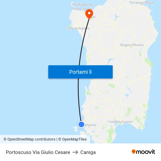 Portoscuso Via Giulio Cesare to Caniga map
