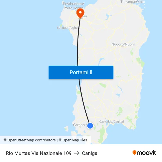 Rio Murtas Via Nazionale 109 to Caniga map