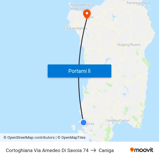 Cortoghiana Via Amedeo Di Savoia 74 to Caniga map