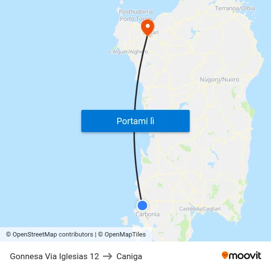 Gonnesa Via Iglesias 12 to Caniga map