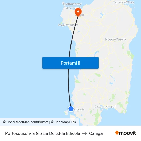 Portoscuso Via Grazia Deledda Edicola to Caniga map