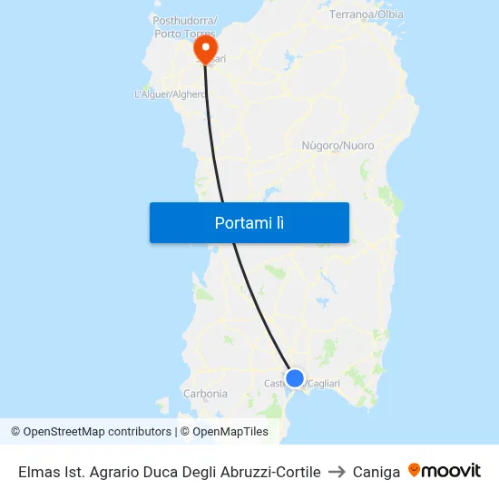 Elmas Ist. Agrario Duca Degli Abruzzi-Cortile to Caniga map