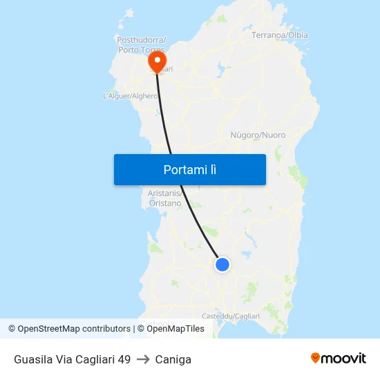 Guasila Via Cagliari 49 to Caniga map