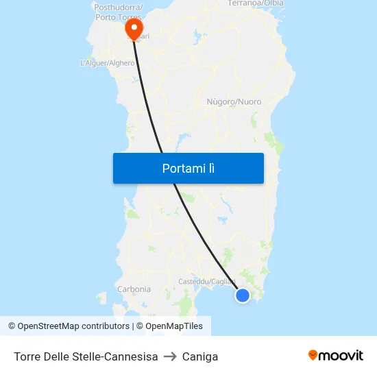 Torre Delle Stelle-Cannesisa to Caniga map