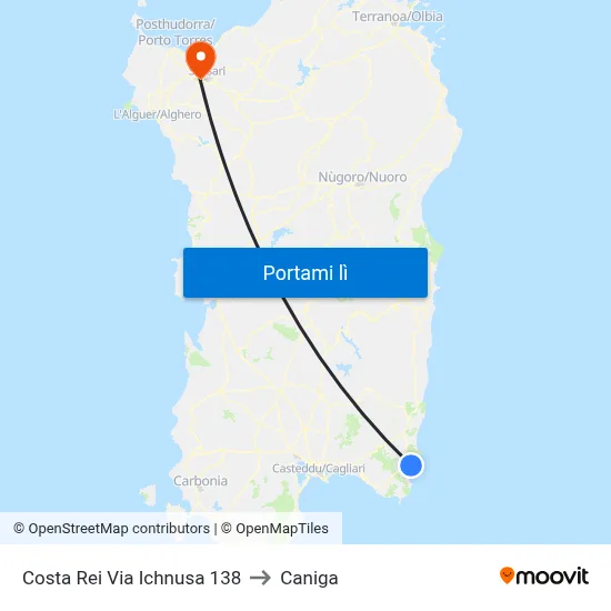 Costa Rei Via Ichnusa 138 to Caniga map