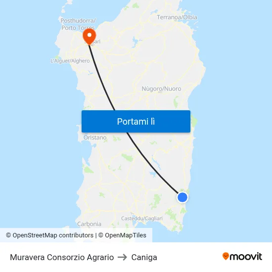 Muravera Consorzio Agrario to Caniga map