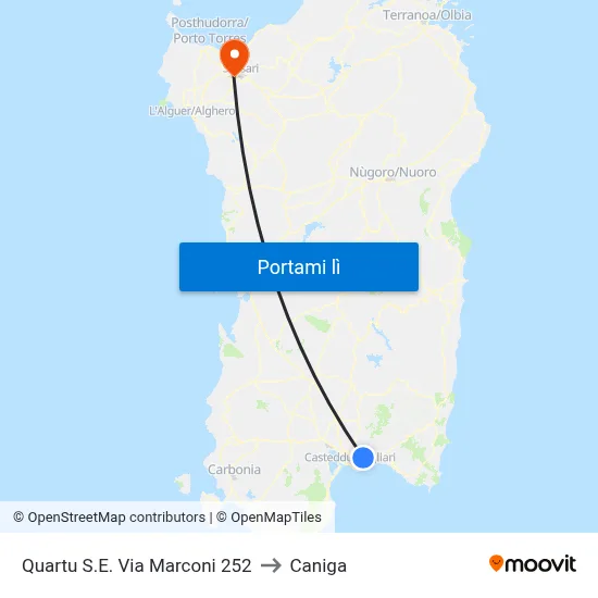 Quartu S.E. Via Marconi 252 to Caniga map