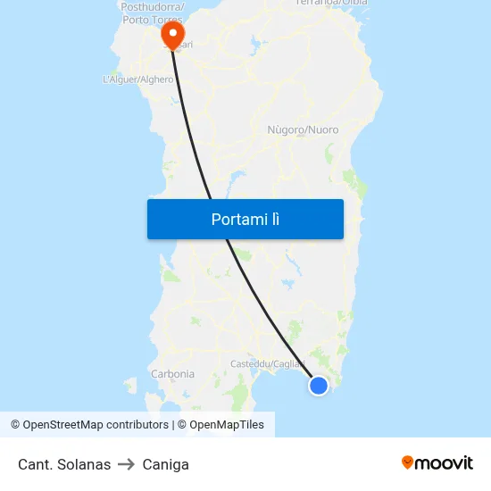 Cant. Solanas to Caniga map