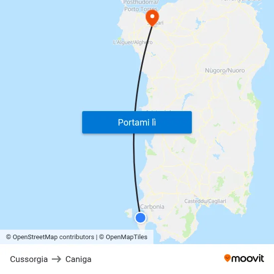 Cussorgia to Caniga map