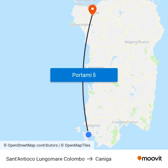 Sant'Antioco Lungomare Colombo to Caniga map