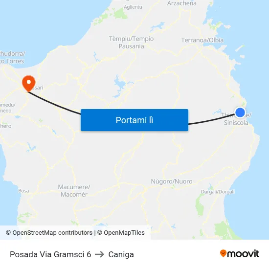 Posada Via Gramsci 6 to Caniga map