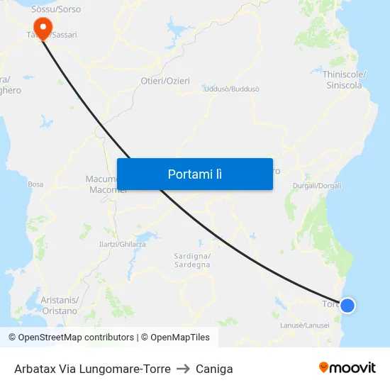 Arbatax Via Lungomare-Torre to Caniga map