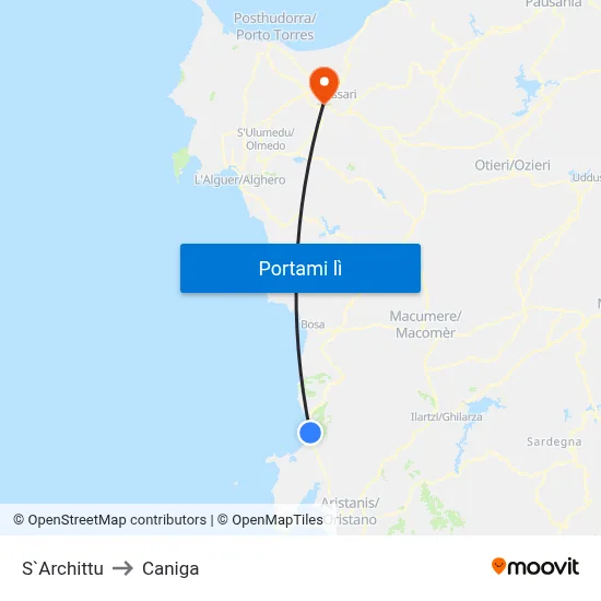 S`Archittu to Caniga map