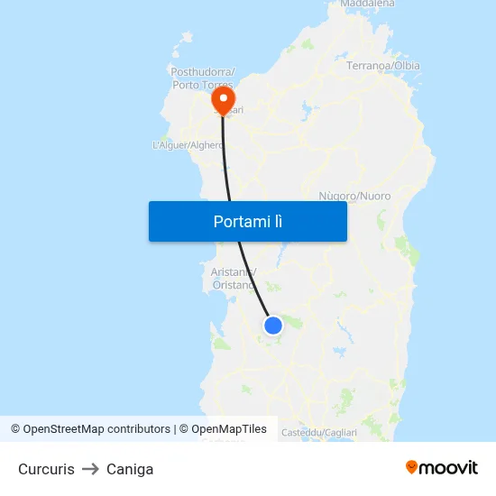 Curcuris to Caniga map