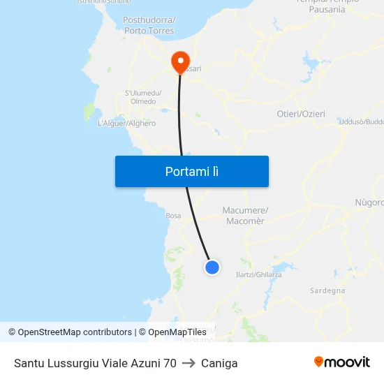 Santu Lussurgiu Viale Azuni 70 to Caniga map