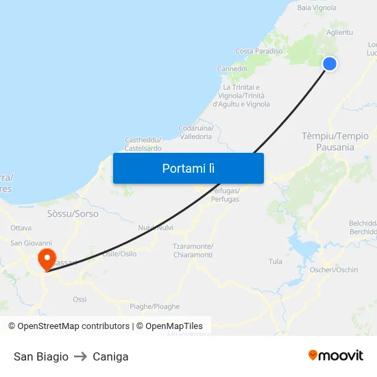 San Biagio to Caniga map